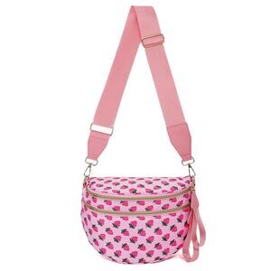 4152 Checkered Crossbody Bag Nylon Bum Bags Spacious Handbags Purse Fanny